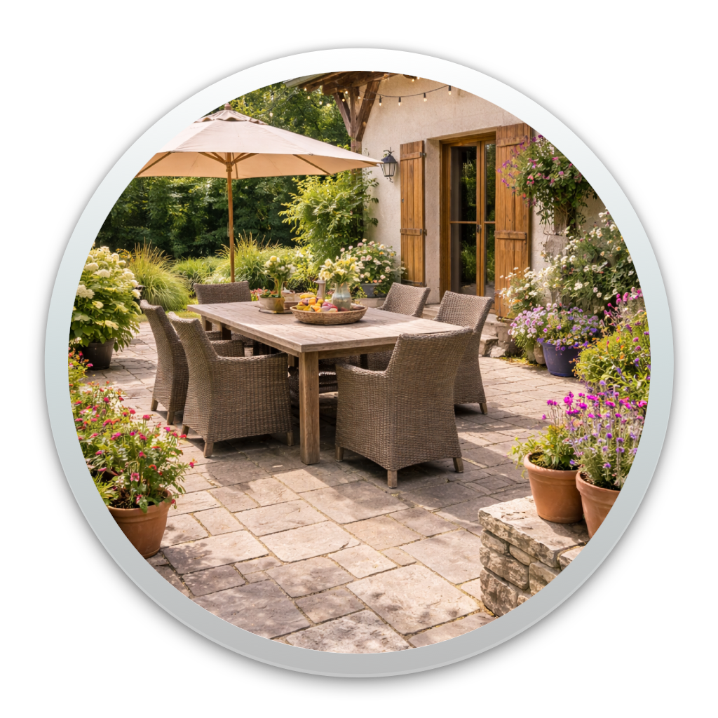 Nettoyage haute pression des dalles de terrasse, surface ravivée et moins glissante