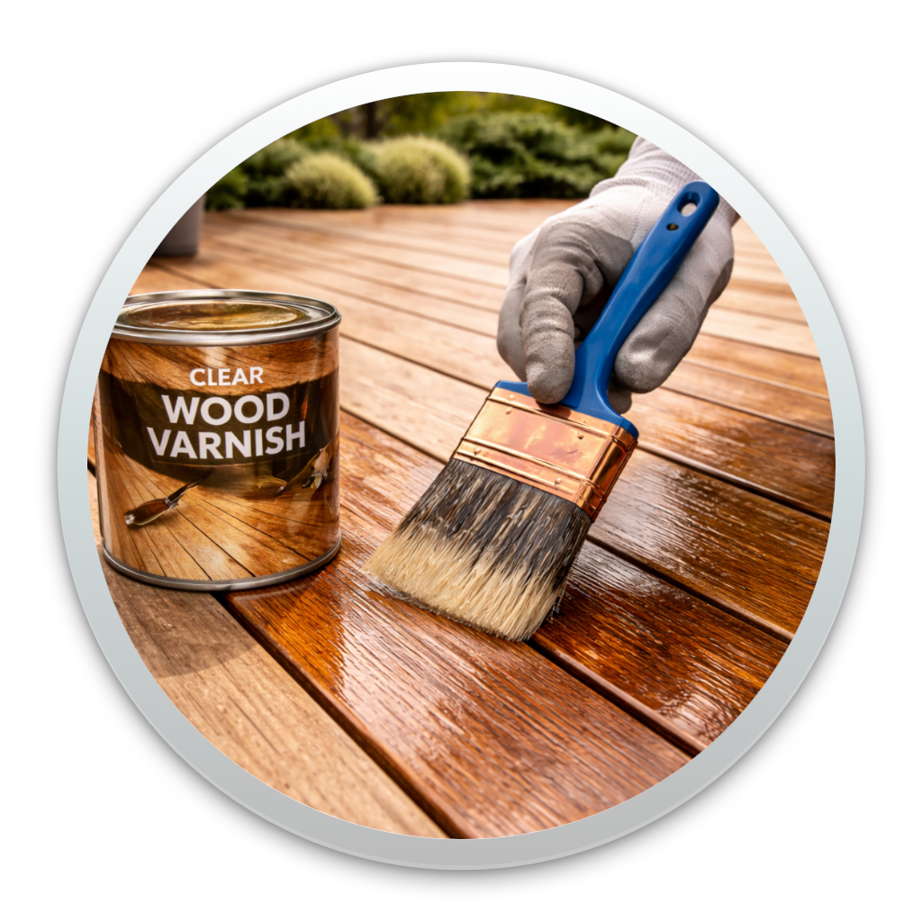 Application de vernis de protection sur bois extérieur, finition bois visible